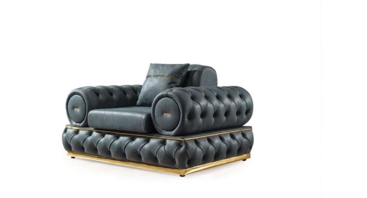 Sofagarnitur 3+3+1 Sitzer Garnitur Sofa Sessel Sofas Leder Luxus Chesterfield