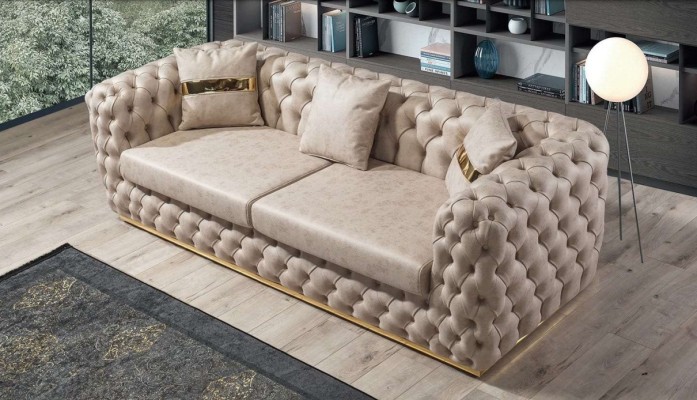 Polstergarnitur Sofagarnitur 3+3 Sitzer Chesterfield Luxus Garnitur Sofas Leder