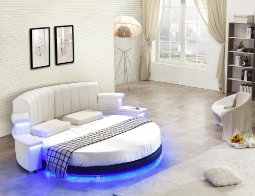 Rund Bett Möbel Polster Betten Schlafzimmer Möbel Lederbett LED