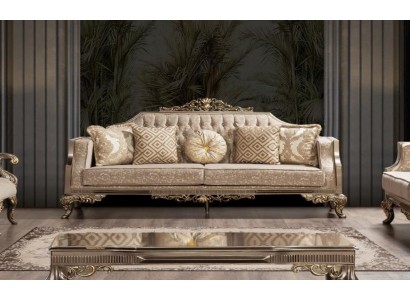 Dreisitzer Sofa 3 Sitzer Sofa Sofas Stoff Barock Rokoko Couch Design Wohnzimmer