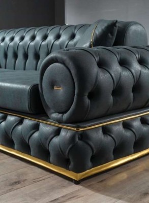 Sofagarnitur 3+1 Sitzer Garnitur Sofa Sofas Leder Sessel Luxus Chesterfield