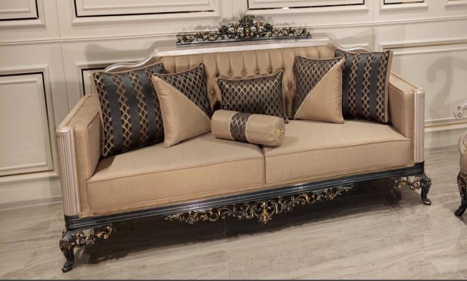 Dreisitzer Sofa 3 Sitzer Barock Rokoko Sofa Sofas Sessel Stoff Couch Möbel Neu