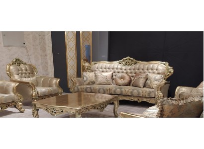 Klassischer Dreisitzer Sofa 3 Sitzer Sofas Stoff Stil Barock Wohnzimmer Sitz Neu