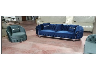 Изысканный комплект диванов честерфилд 3+1 в текстильной обивке