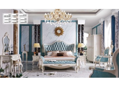 Великолепный набор мебели для спальни в голубом цвете Честерфилд