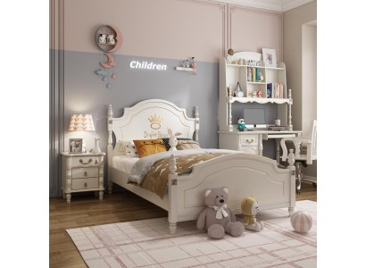 Бесподобная кровать для детской комнаты выполненная в шикарном кремовом цвете