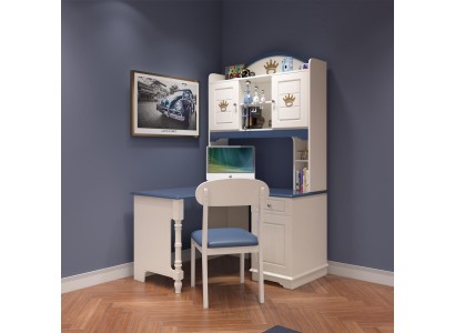 Детский угловой письменный стол выполненный в оригинальном синем цвете