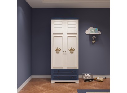 Изумительный детский шкаф синего цвета в великолепном классическом стиле