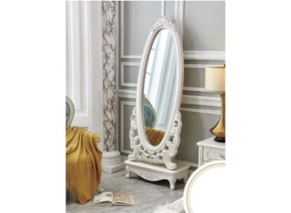 Большое стоячее зеркало белого цвета в шикарном классическом стиле