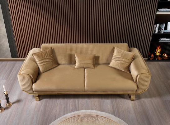 Luxury Sofa 3 Seater Living room Beige Modern Design 234cm Sofas Furniture