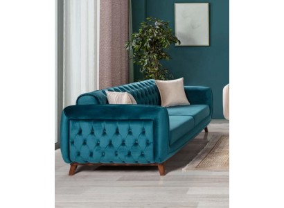 Бирюзовый трёхместный элегантный диван по приятной цене от Честерфилд
