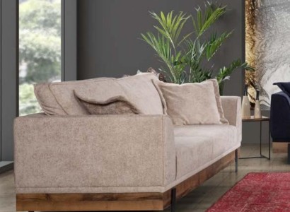 Wohnzimmer Sofa 3 Sitzer Beige Textil Sofas Couch Polster Möbel