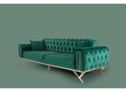 Грациозный зелёный трёхместный диван от Честерфилд