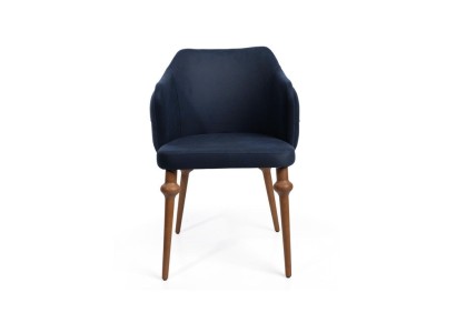 Дизайнерский стул из древесного массива и качественного текстиля тёмного синего цвета