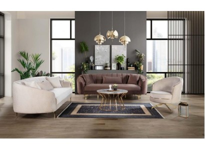 Великолепный диванный гарнитур в дорогих белых и коричневых цветах