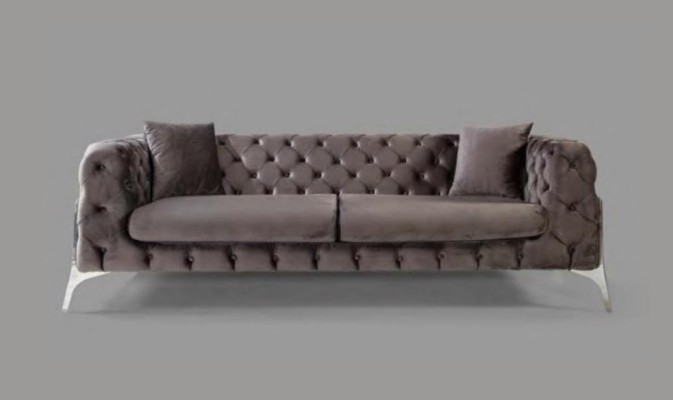 Sofagarnitur Taupe Sessel Dreisitzer 331 Sitz Garnitur Chesterfield