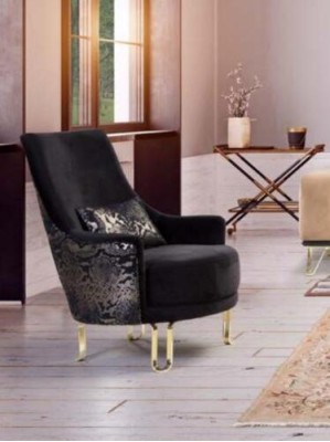 Sofa set Black Sofa 3+3+1 Seater Armchair Elegant Metal Velvet