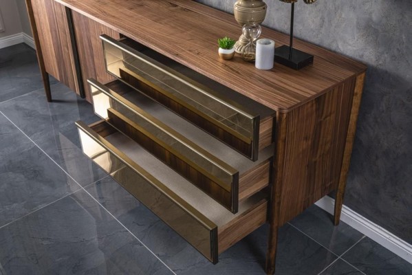 Komplett Garnitur Essgarnitur Esstisch Sideboard 4x Stühle Essgruppe Möbel 6tlg.