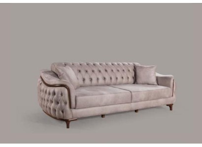 Бежевый дизайнерский диван от Честерфилд на три места 