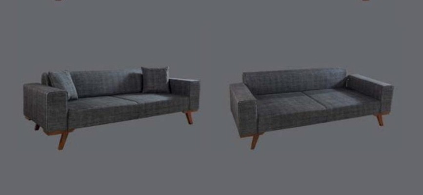 Sofagarnitur 3+3+1 Sitz Design Sofas Polster Couchen Grau Möbel 3tlg