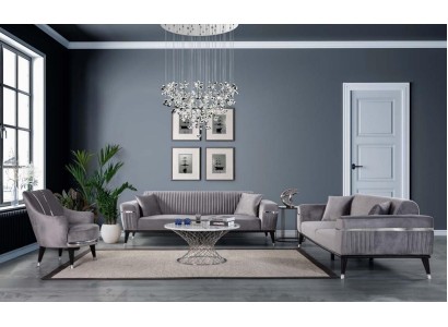 Дизайнерский диванный гарнитур 3+3+1 серого цвета