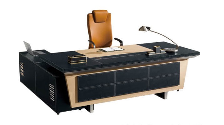 Schreibtisch 2tlg. Set Büro Einrichtung Tisch Leder Holz Design Möbel