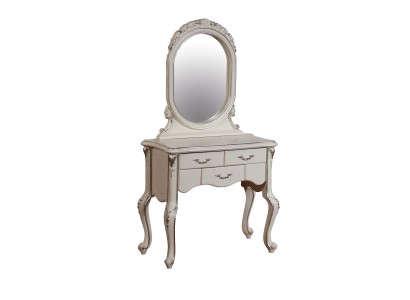 Великолепный классический туалетный столик с зеркалом в белом цвете с тремя ящиками