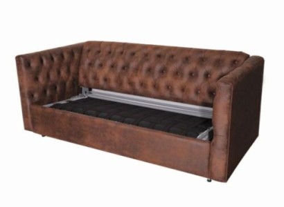 American Style Chesterfield Sofa Couch Leather Upholstery Brown Three Seater