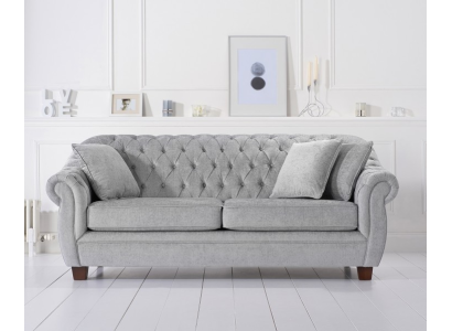 Великолепный качественный диван Честерфилд трехместный в сером цвете 