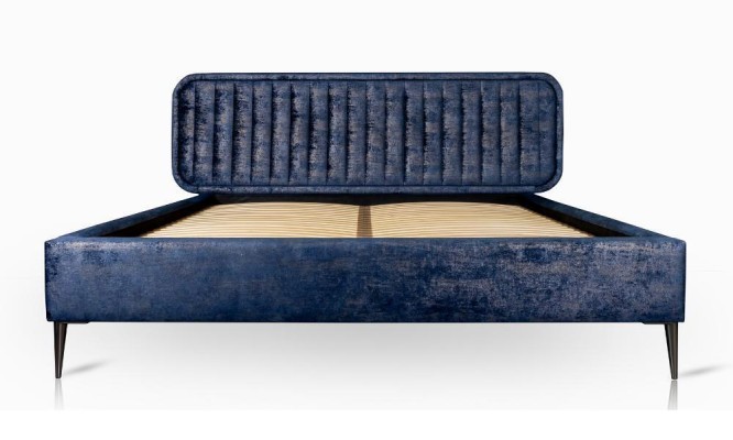 Bett Blau Doppelbett Schlafzimmer Holz Möbel Design Elegantes Polster Stoff Neu