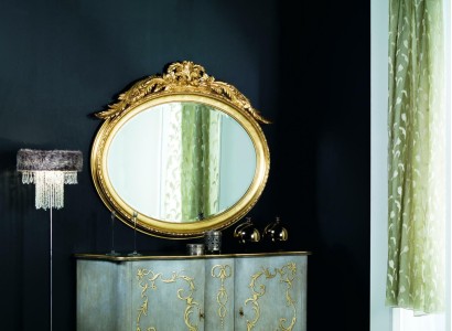 Oval Mirror Wall mirror handmade Wood Frame Glass Baroque Rococo Gold
