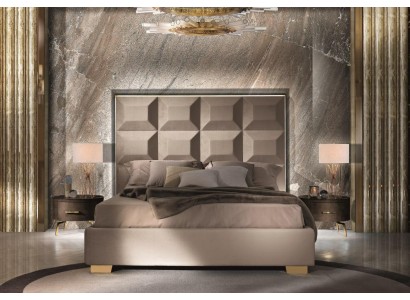 Дизайнерская современная роскошная спальня с прикроватными тумбочками и с кроватью