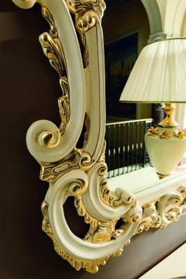 Classic r Mirror Dressing table Console Table Gold Wood Bedroom Furniture 2pcs