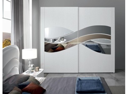 Большой дизайнерский шкаф-гардероб из дерева с зеркалами 