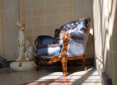 Design Luxury Classic Lehn Textile Armchair 1 Seater Sofa Upholstery Sofas Single Seater