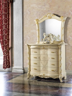 Chests of drawers set Italian furniture 2 pieces. Solid wood chest of drawers with mirror sideboard