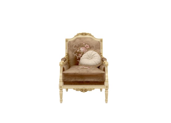 Classic r Designer Armchair from Wood with carved details