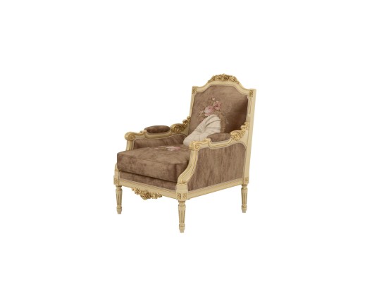 Classic r Designer Armchair from Wood with carved details