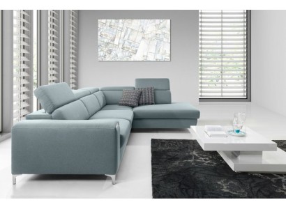 Дизайнерский комфортный мягкий угловой диван-кровать в изысканном голубом цвете для гостиной 