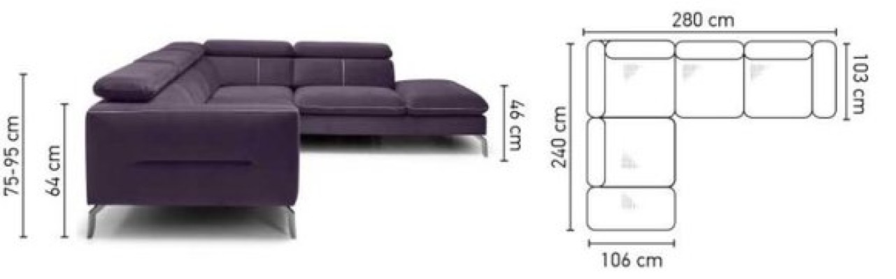 Ein funktionelles, stilvolles Ecksofa im modernen Stil für Ihr Zuhause in lila Luxus-Polsterung