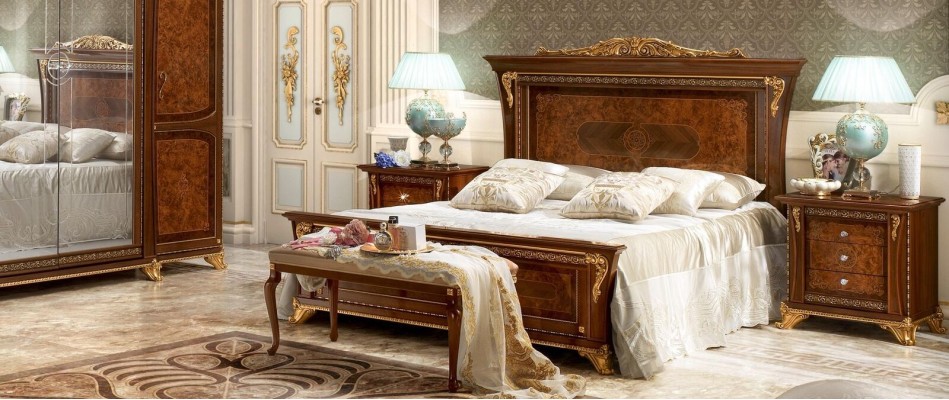 Bedroom Baroque Rococo Wood Furniture Bed Upholstery Luxury Double Beds