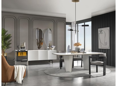 Безумно красивый эксклюзивный комплект для столовой зоны в белом цвете от европейских производителей мебели