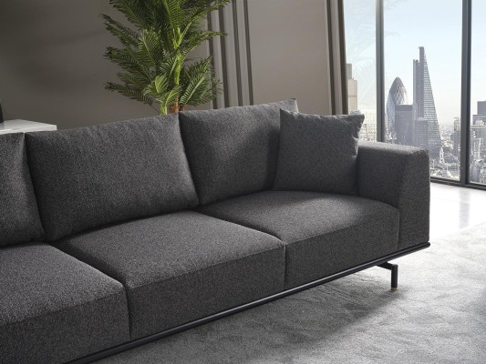  Sofagarnitur Sofa 4 Sitzer Viersitzer Sessel Set Stoff Modern Grau