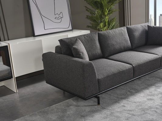  Sofagarnitur Sofa 4 Sitzer Viersitzer Sessel Set Stoff Modern Grau