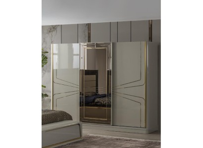 Luxus Kleiderschrank Holzschrank Schrank Schlafzimmer Schränke Beige