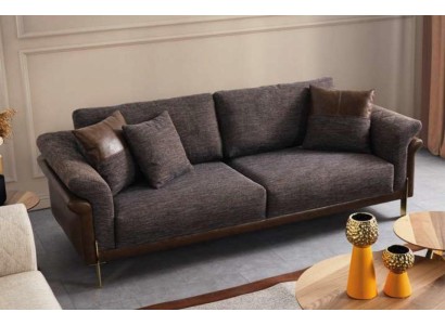 Sofagarnitur Sofa 3 Sitzer Grau Sessel Wohnzimmer Möbel Luxus Design