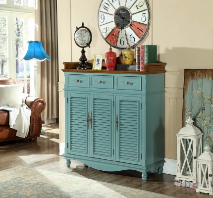 Echtholz Kommoden Blaue Anrichte Schränke Sideboard Regal Kommode