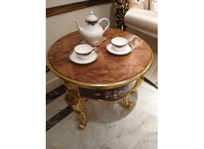 Благородный дизайнерский классический приставной кофейный столик для гостиной из натурального дерево