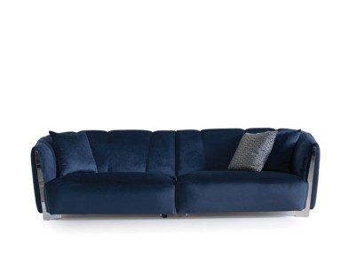 Wohnzimmer Sofa Couch Designer Textil Sitz Polster Design blau