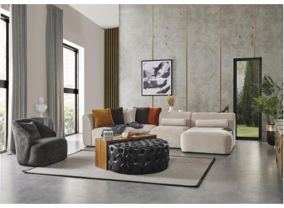 Set Ecksofa L Form Sitz1 Sofagarnitur Couchtisch Hocker Wohnzimmer